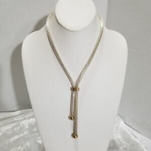 NRQ two tone mesh rope lariat style necklace 18" 1.2059